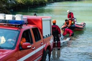 an in-progress flash flood rescue