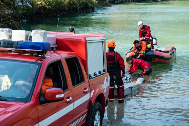 an in-progress flash flood rescue