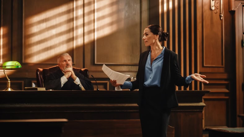 a female attorney in court