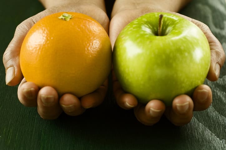 Comparing apples and oranges